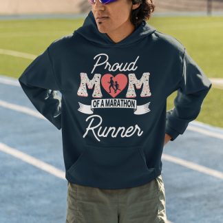 Proud Mom Of A Marathon Runner Hoodie - Heart Runner Leopard Print