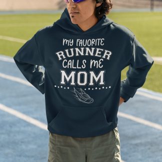 My Favorite Runner Calls Me Mom Hoodie - White Running Shoe Design