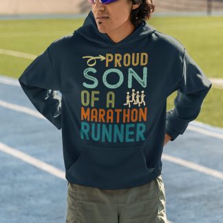 Proud Son Of A Marathon Runner Hoodie - Colourful Bold Design