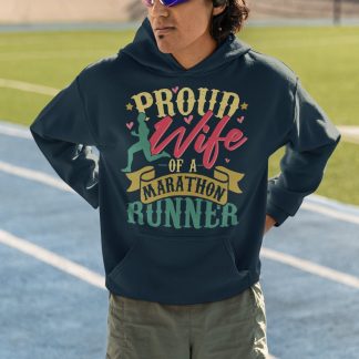 Proud Wife Of A Marathon Runner Hoodie - Colourful Hearts Design