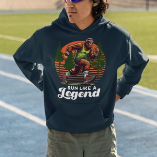 Run Like A Legend Hoodie - Bigfoot Sasquatch Runner Design