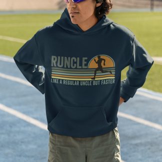 Runcle Like A Regular Uncle But Faster Hoodie - Retro Sunset Design