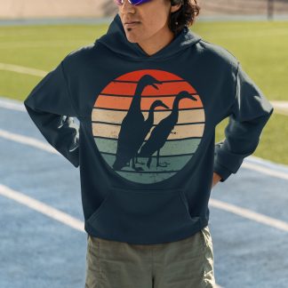 Runner Duck Hoodie - Retro Sunset Indian Runner Duck Silhouette