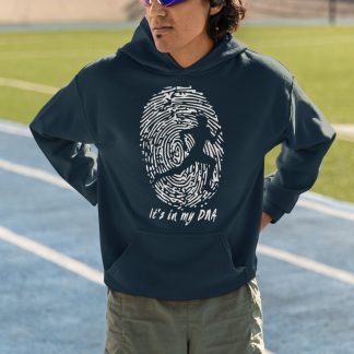 Running It's In My DNA Hoodie - Fingerprint Runner Silhouette Design