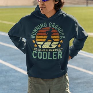 Running Grandpa Like A Regular Grandpa But Cooler Hoodie - Retro Sunset