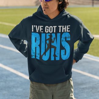 I've Got The Runs Hoodie - Bold Blue Runner Silhouette Design