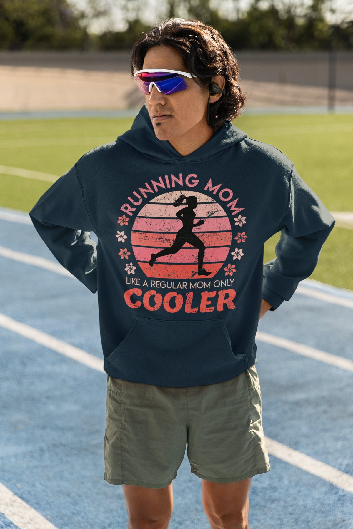 Running Mom Like A Regular Mom Only Cooler Hoodie - Pink Sunset Flowers