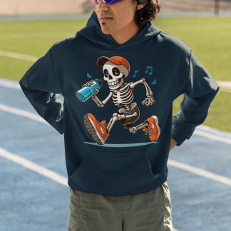 Skeleton Runner Hoodie - Cartoon Skeleton Jogging With Water Bottle