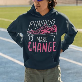 Running To Make A Change Hoodie - Pink Running Shoe Charity Design
