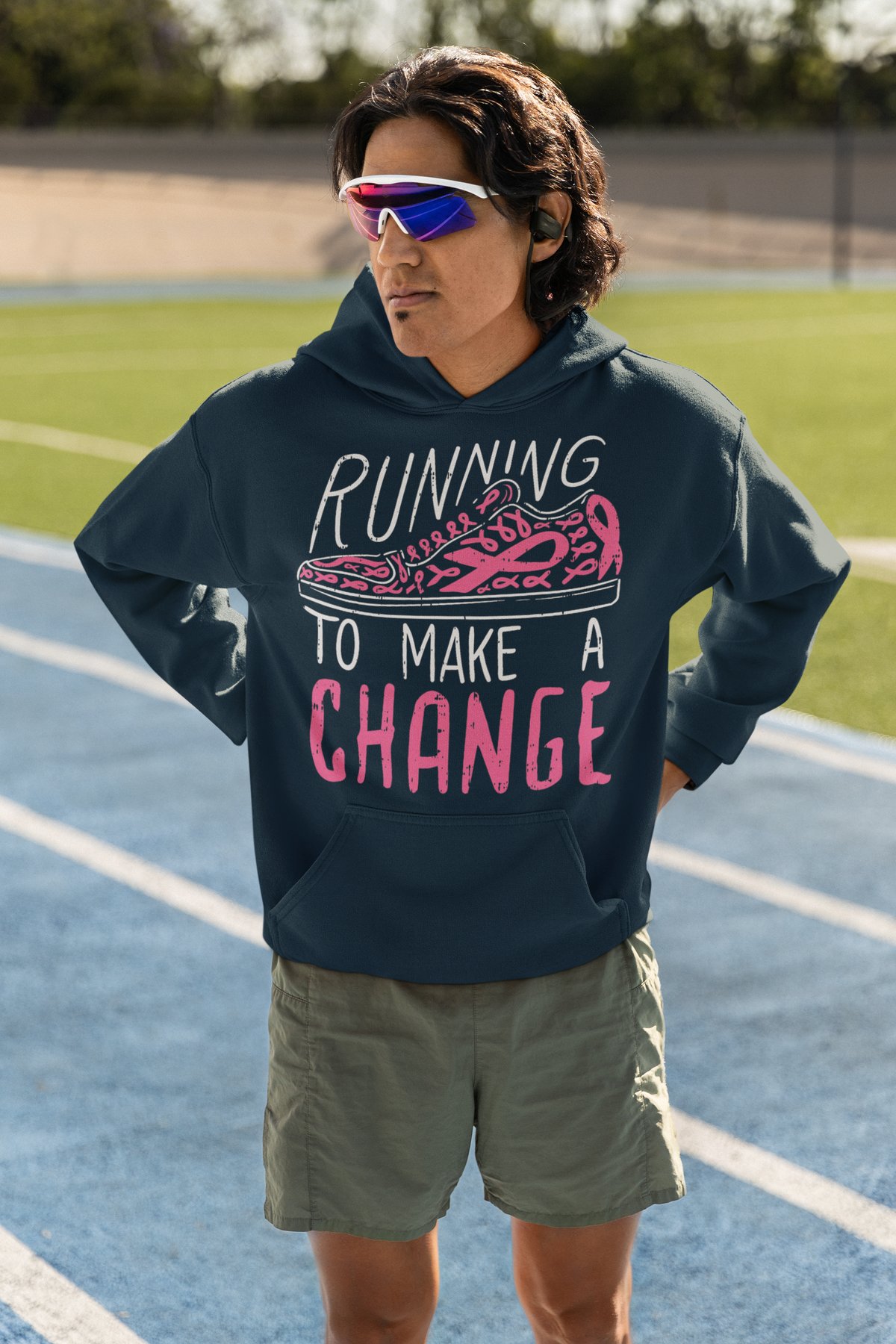 Running To Make A Change Hoodie - Pink Running Shoe Charity Design