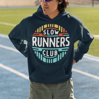 Slow Runners Club Hoodie - Colourful Retro Badge Design