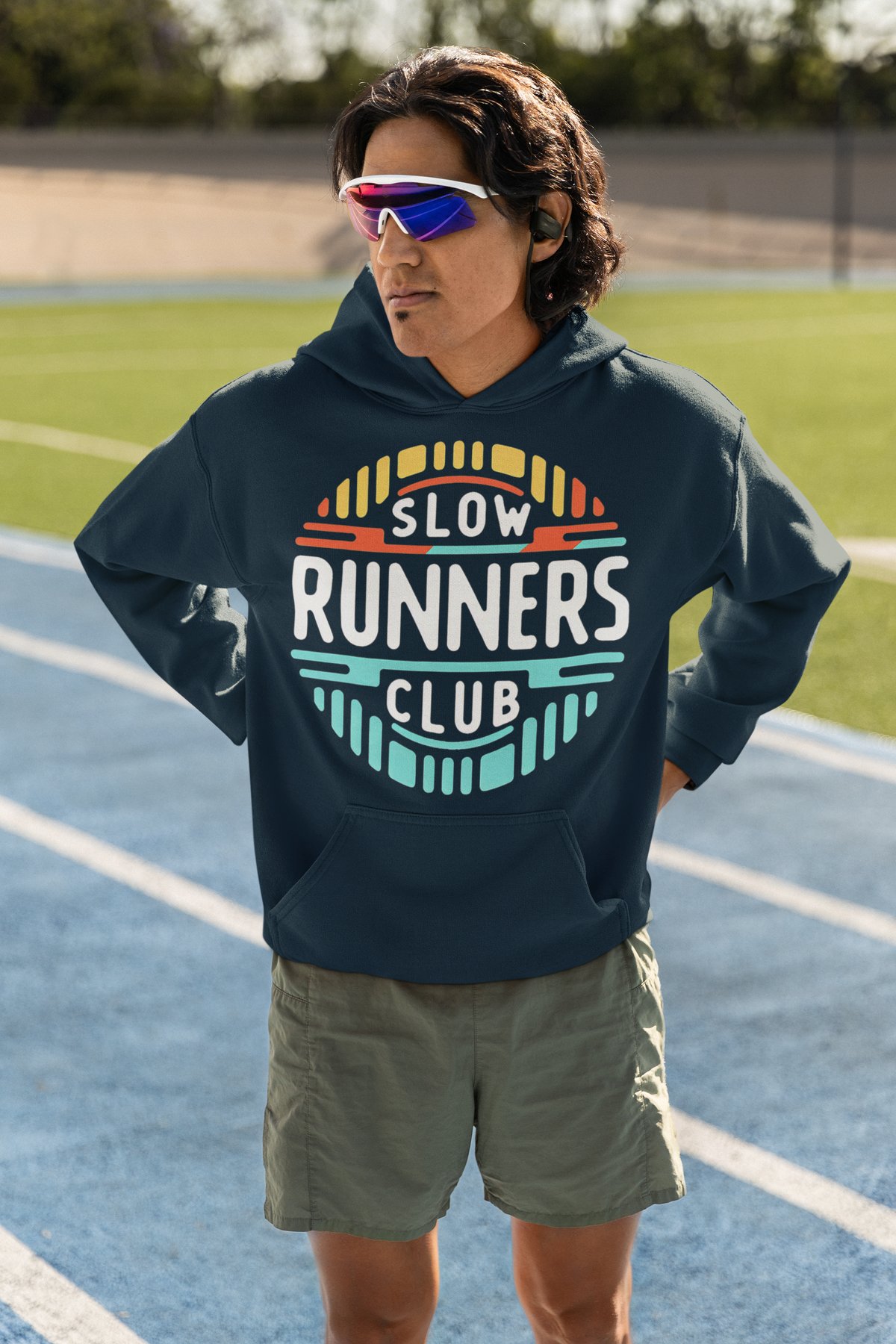 Slow Runners Club Hoodie - Colourful Retro Badge Design