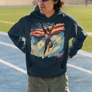 American Runner Victory Hoodie - Patriotic Art Finish Line Design
