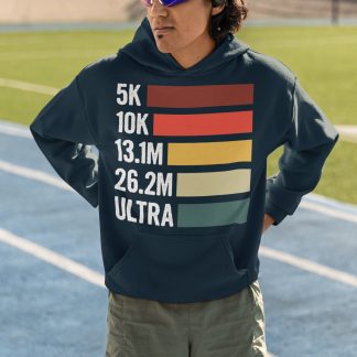 5K 10K 13.1M 26.2M Ultra Hoodie - Distance Progression Bar Chart