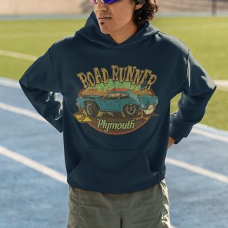 Road Runner Plymouth Hoodie - Vintage Illustrated Muscle Car Design