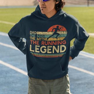 Dad The Man The Myth The Running Legend Hoodie - Retro Sunset