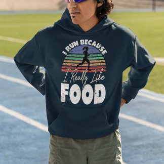 I Run Because I Really Like Food Hoodie - Retro Sunset Female Runner