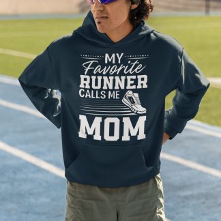 My Favorite Runner Calls Me Mom Hoodie (Version 3) - Bold White Design