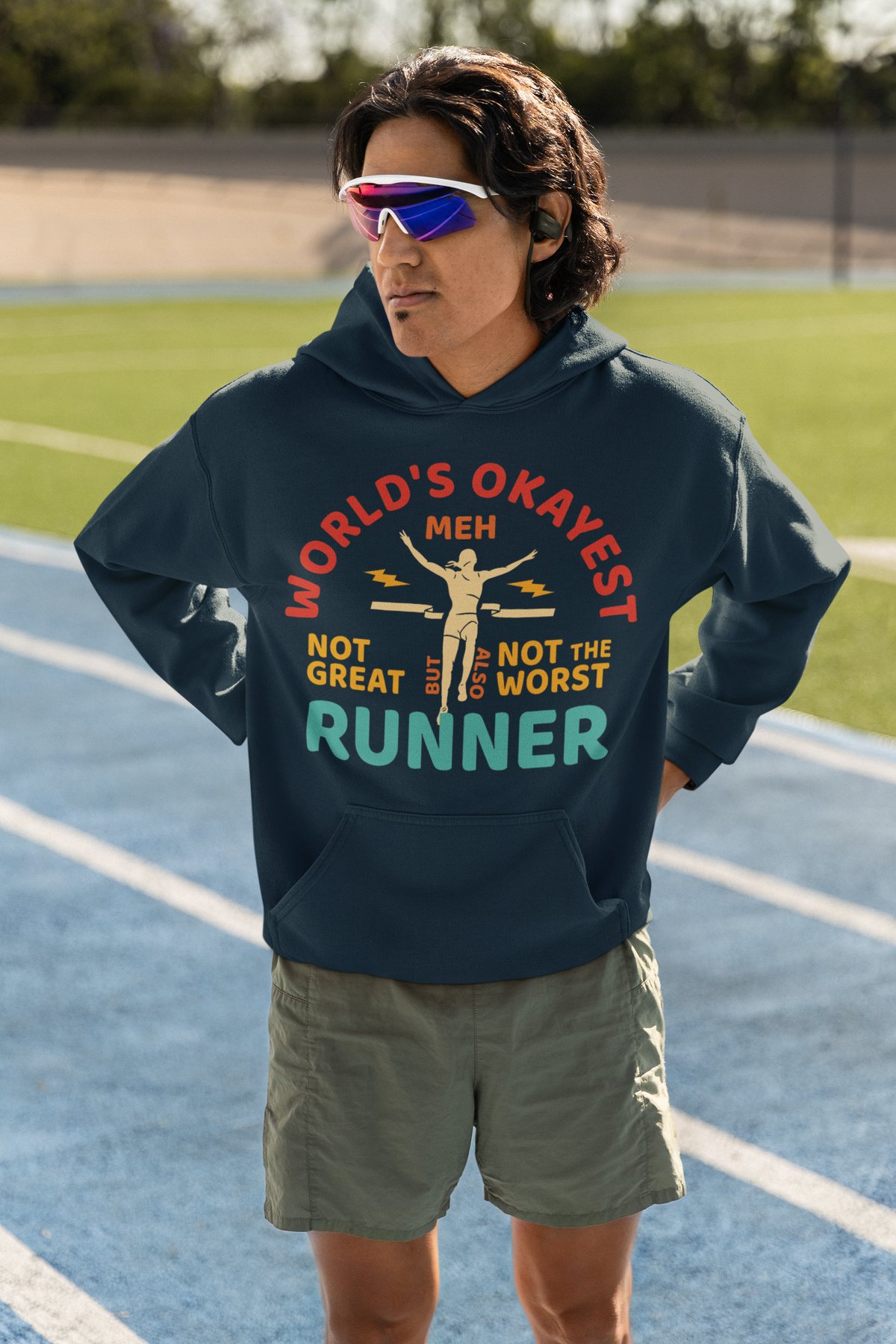 World's Okayest Runner Hoodie - Meh Not Great Not Worst Funny Design