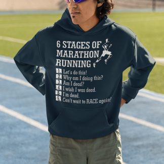 6 Stages Of Marathon Running Hoodie (Sketch) - Hand-Drawn Style Design