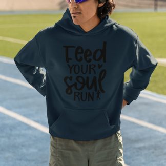 Feed Your Soul Run Hoodie - Black Hand Lettered Script Design