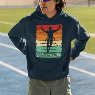 26.2 Finisher Hoodie - Retro Sunset Victory Runner Stripe Design