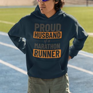 Proud Husband Of A Marathon Runner Hoodie - Bold Orange Typography