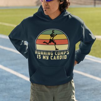 Running Comps Is My Cardio Hoodie - Retro Sunset Runner Design