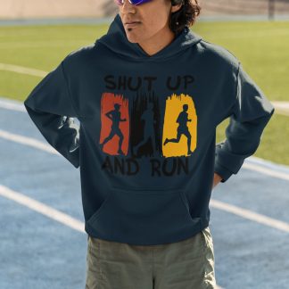 Shut Up And Run Hoodie - Colourful Panel Runner Silhouettes Design
