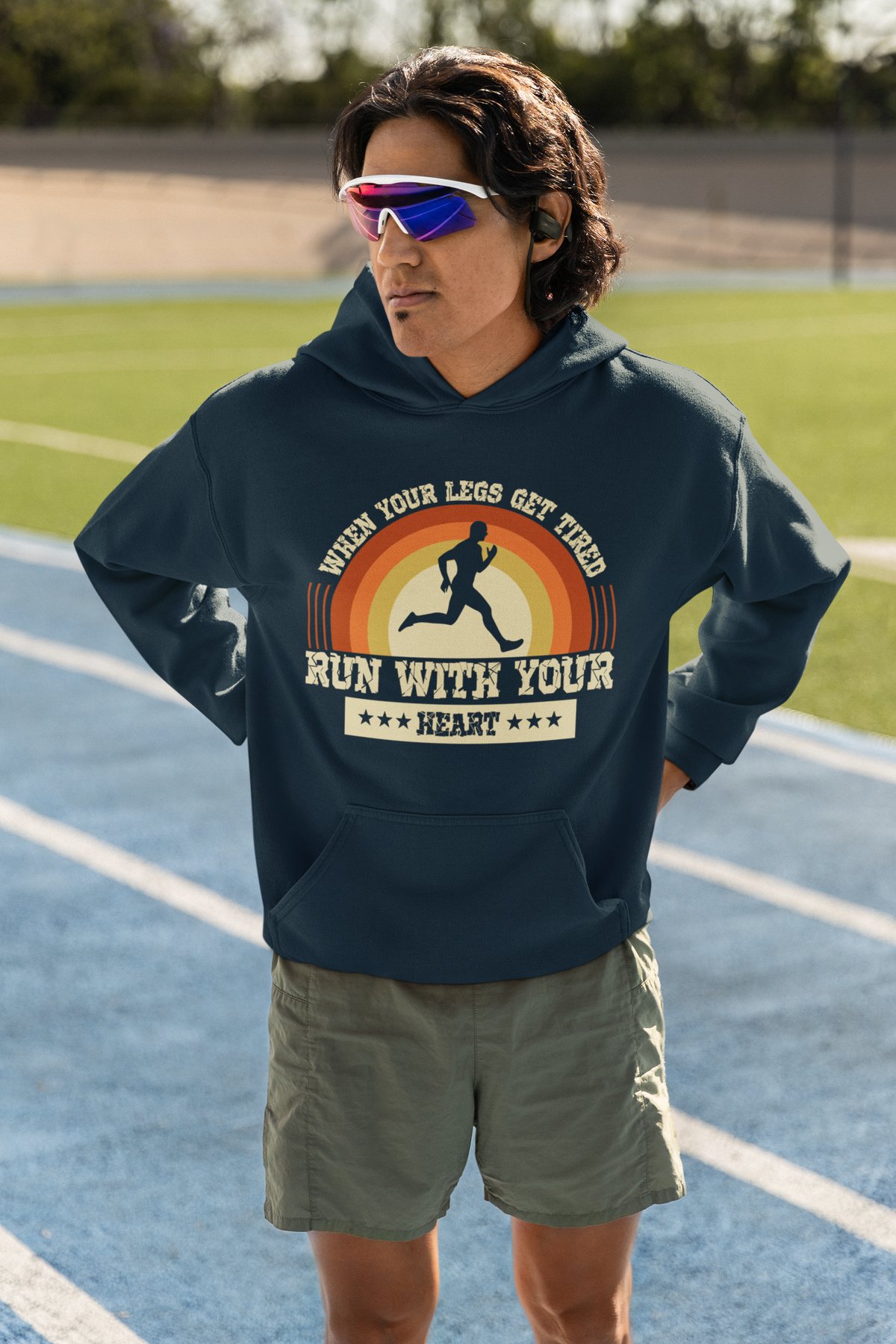 When Your Legs Get Tired Run With Your Heart Hoodie - Retro Sunset V2