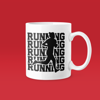 Running Silhouette Stacked Text - Funny Running Gift Mug