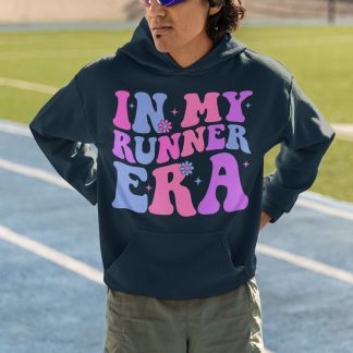 In My Runner Era Hoodie - Purple Pink Groovy Retro Design