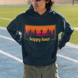 Happy Hour Runner Hoodie - Sunset Forest Running Design