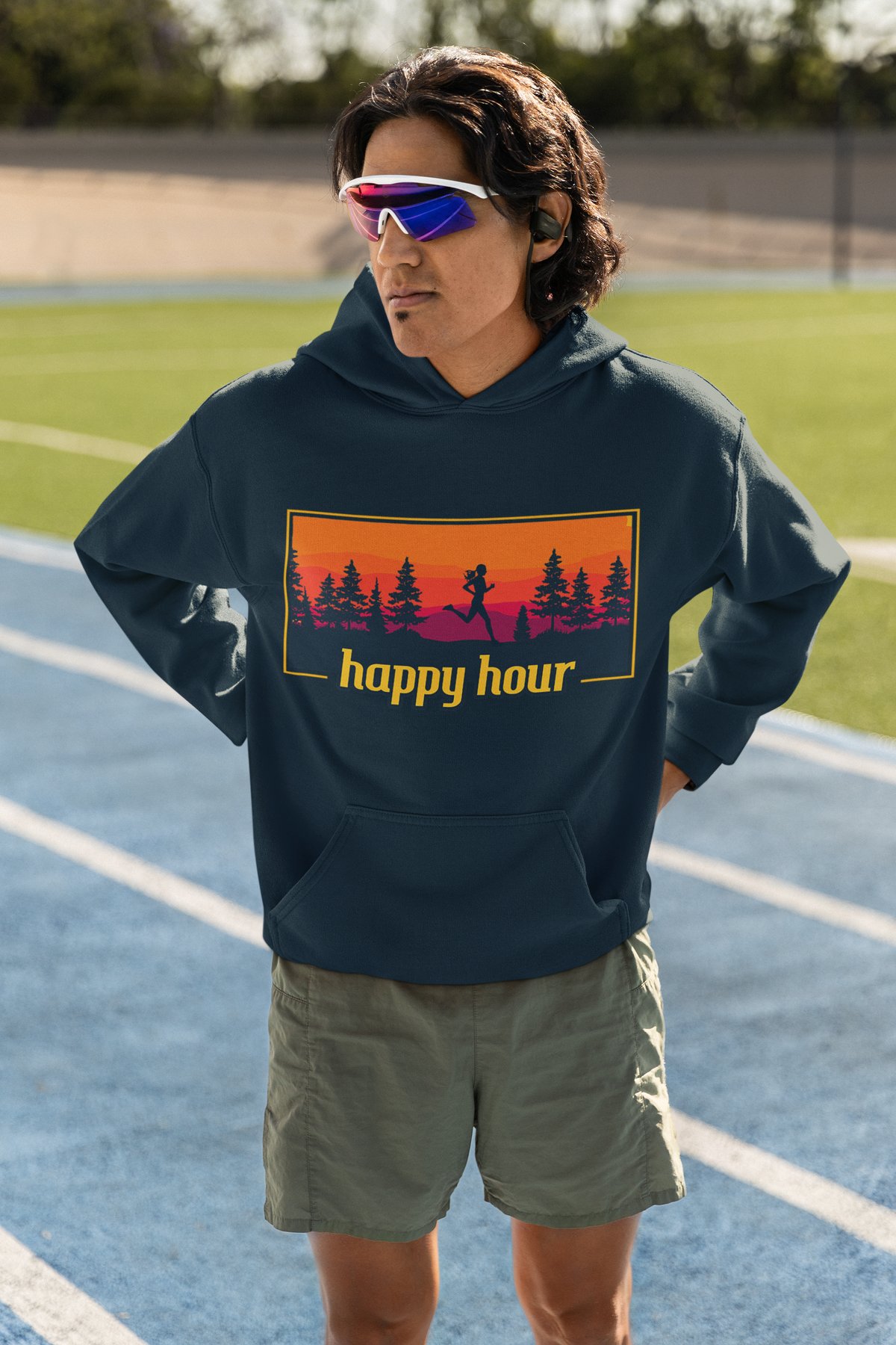 Happy Hour Runner Hoodie - Sunset Forest Running Design