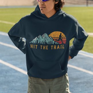 Hit The Trail Hoodie - Mountain Sunset Runner Design