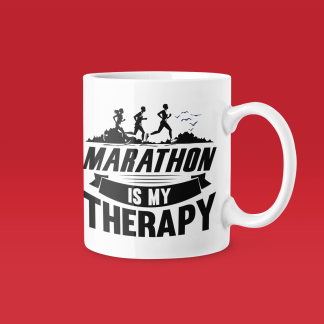 Marathon Is My Therapy - Funny Running Gift Mug