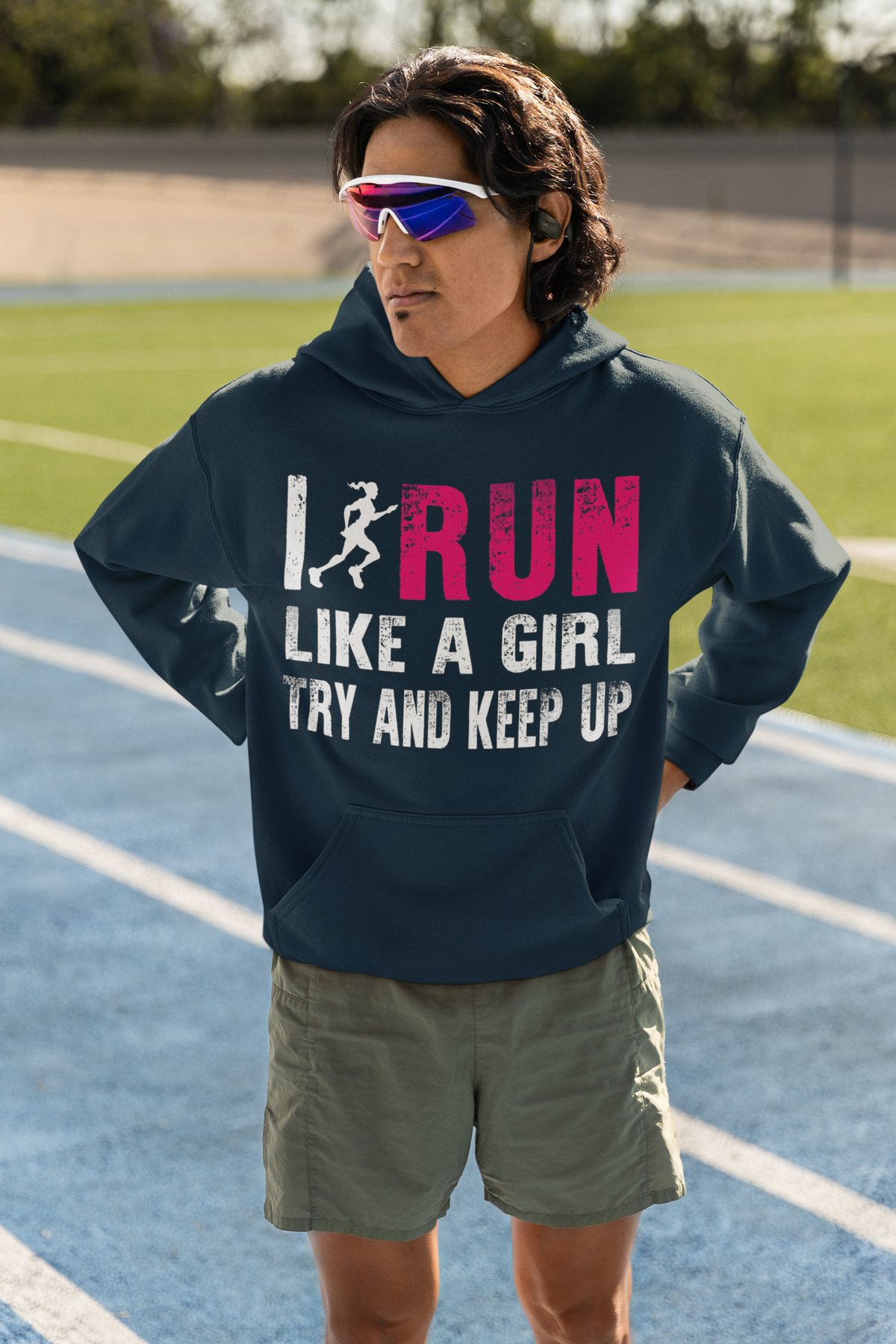 I Run Like A Girl Try And Keep Up Hoodie - Pink Empowerment Design
