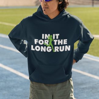 In It For The Long Run Hoodie - Green Runner Silhouette Design