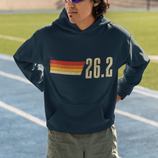 26.2 Marathon Hoodie - Retro Stripe Minimalist Design