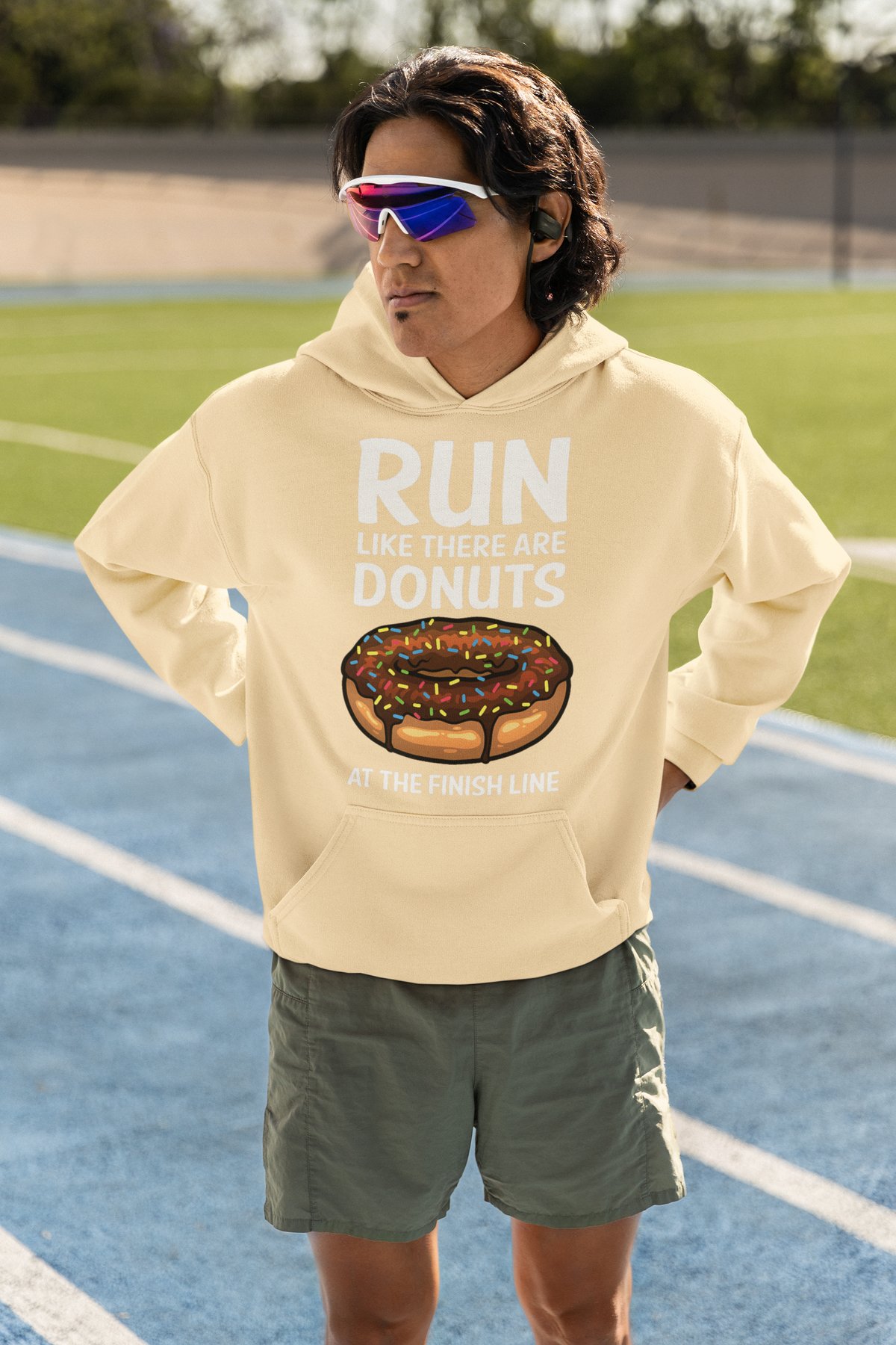 Run Like There Are Donuts At The Finish Line Hoodie - Funny Running - Cream Hoodie