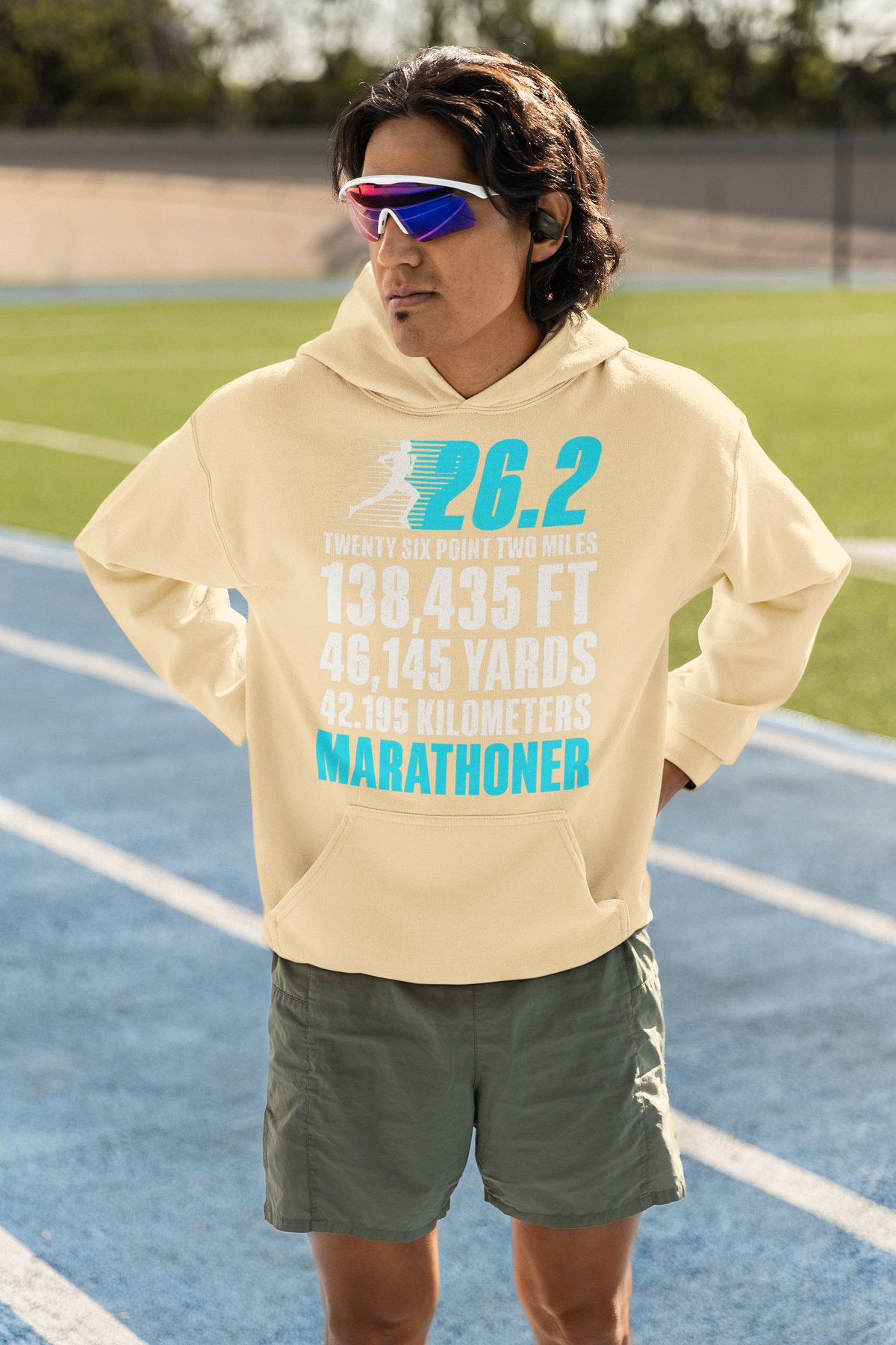 26.2 Marathon Stats Hoodie - Distance Conversions Fun Facts Design - Cream Hoodie
