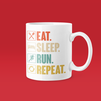 Eat Sleep Run Repeat Icons Mug - Funny Running Gift