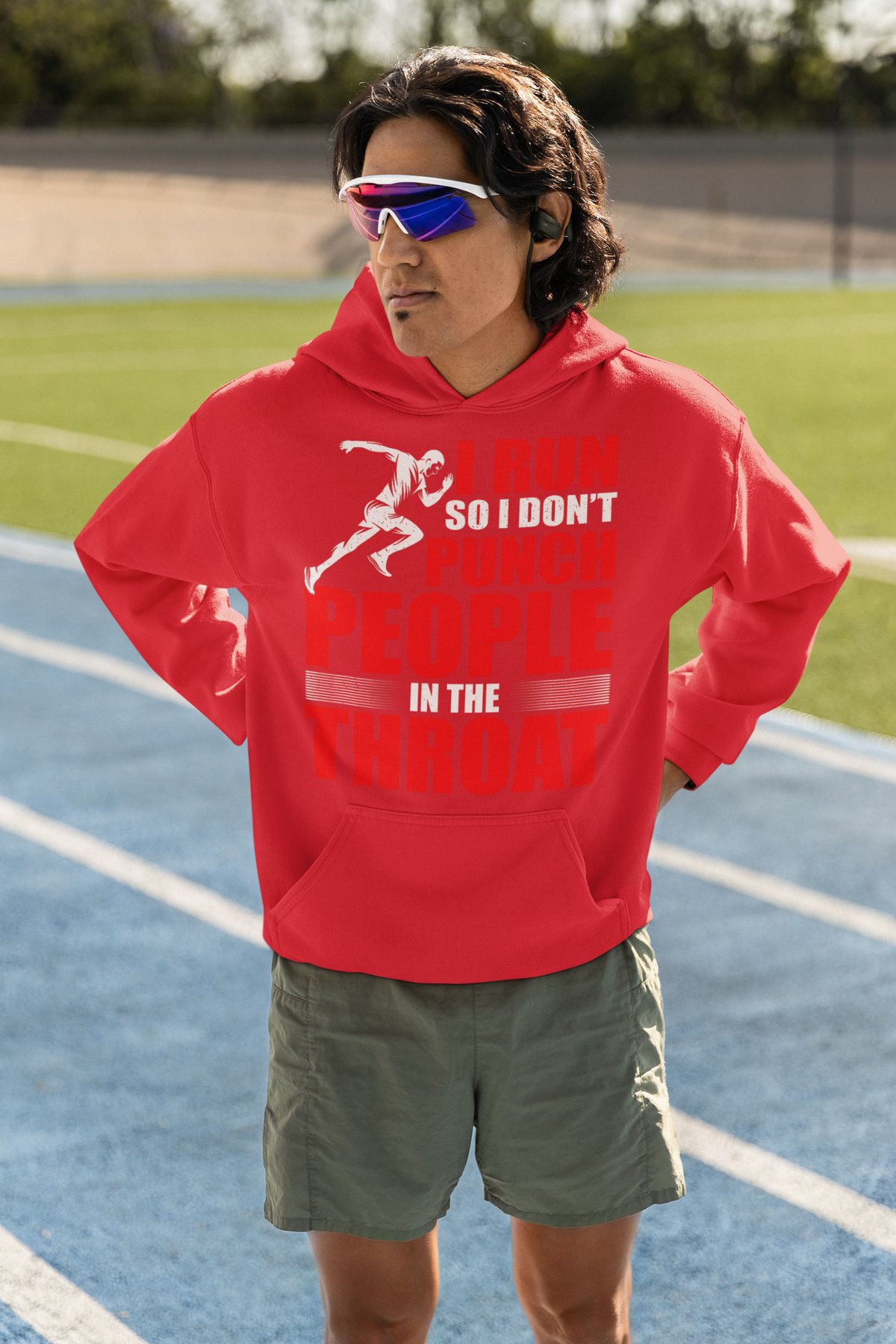 Running Because Therapy Is Expensive Hoodie - Green Bold Design - Red Hoodie