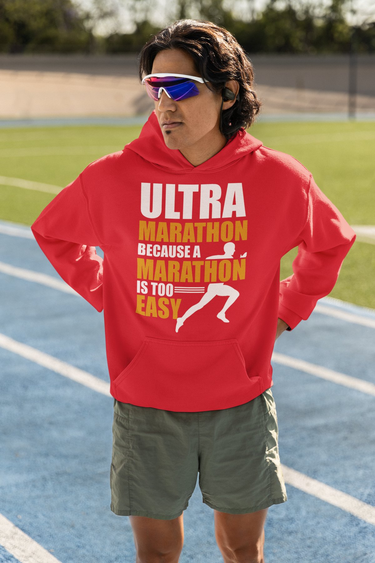 Ultra Marathon Because A Marathon Is Too Easy Hoodie - Bold Design - Red Hoodie