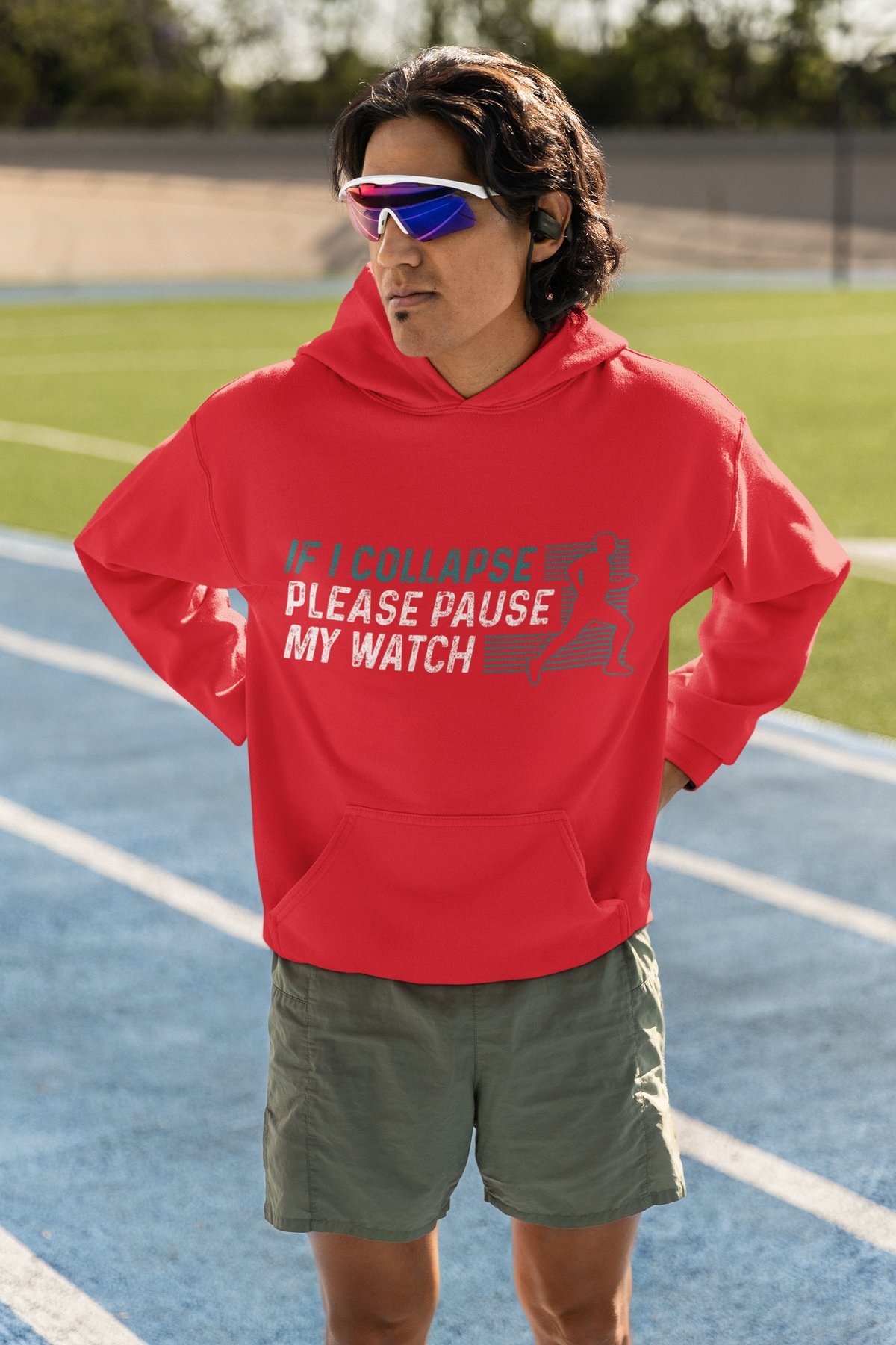 If I Collapse Please Pause My Watch Hoodie - Funny Runner Gift - Red Hoodie