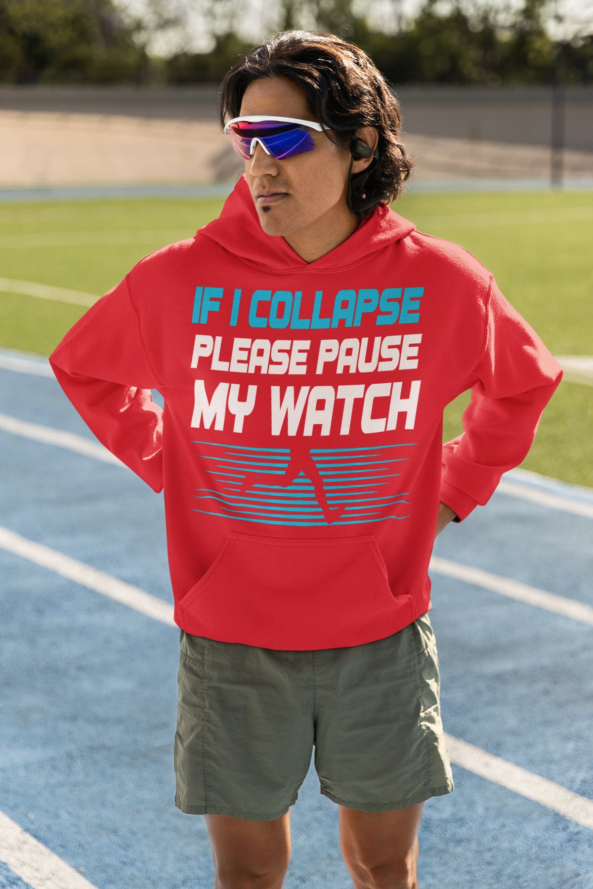 If I Collapse Please Pause My Watch Hoodie (Retro Sunset Female) - Red Hoodie