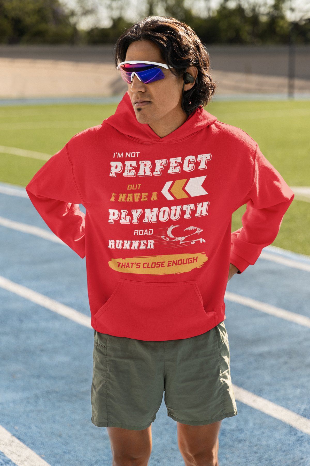 I'm Not Perfect But I Have A Plymouth Road Runner Hoodie - Classic Car - Red Hoodie