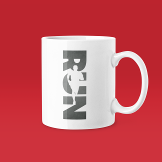 RUN Vertical Text Mug - Funny Running Gift