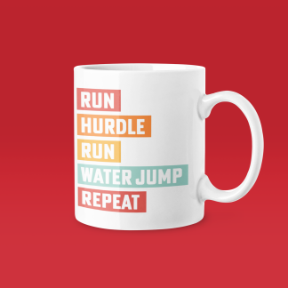 Run Hurdle Run Water Jump Repeat Mug - Funny Running Gift
