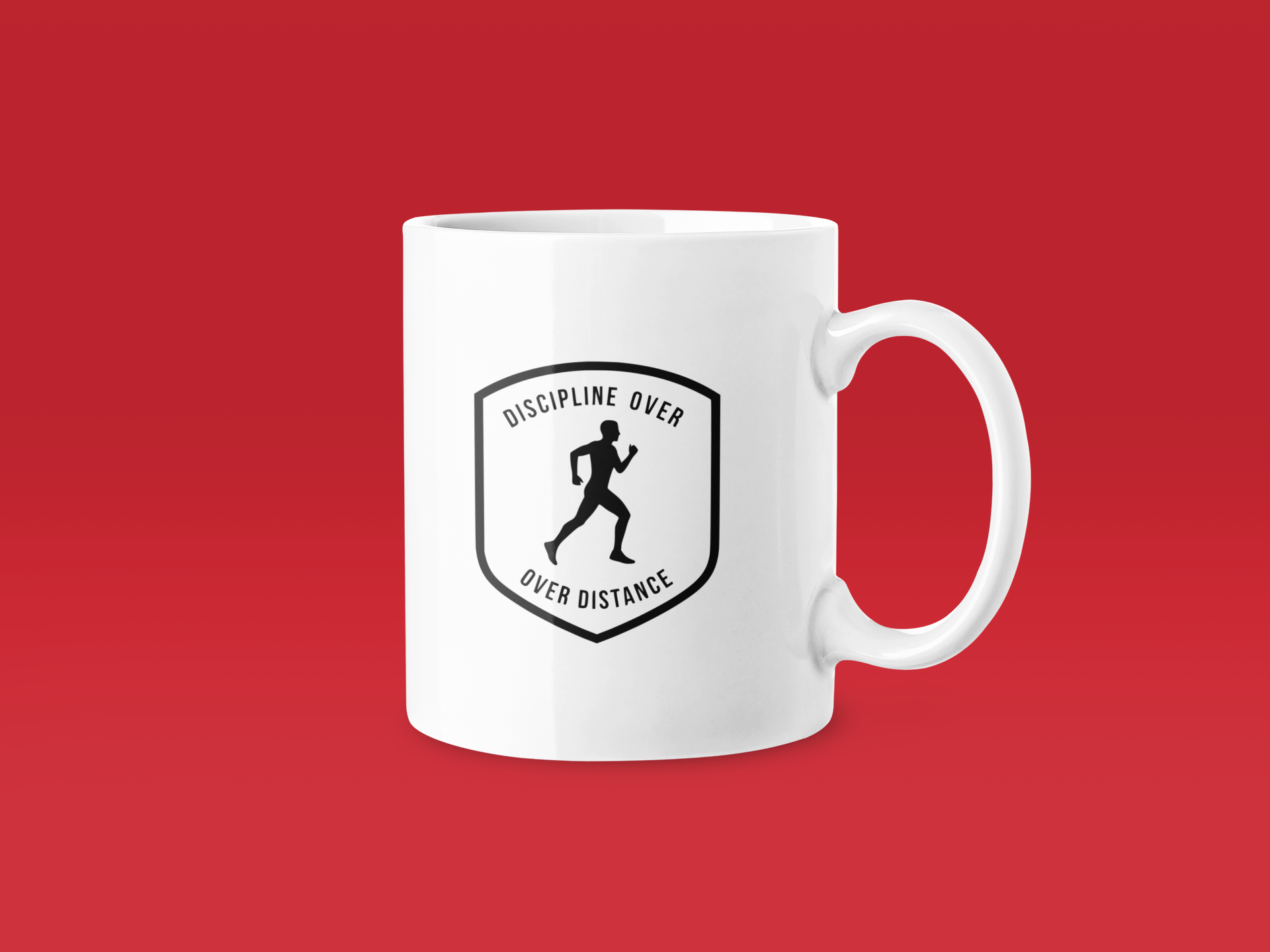 Discipline Over Distance Shield - Funny Running Gift Mug